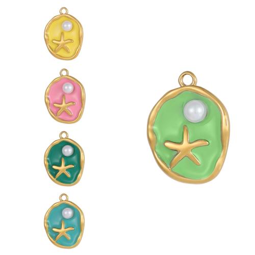 Stainless Steel Pendants, 304 Stainless Steel, with Plastic Pearl, gold color plated, DIY & enamel, more colors for choice, Sold By PC
