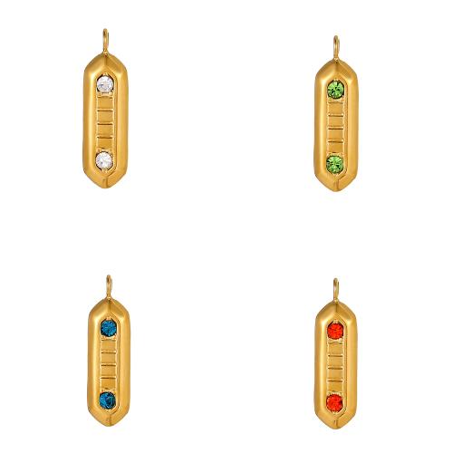 Stainless Steel Pendants, 304 Stainless Steel, gold color plated, DIY & with rhinestone, more colors for choice, Sold By PC