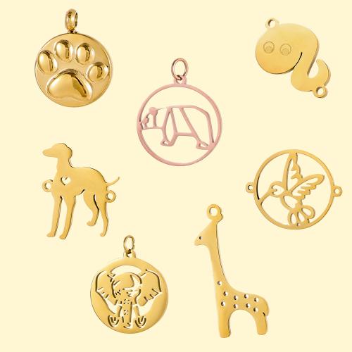 Stainless Steel Animal Pendants, 304 Stainless Steel, gold color plated, DIY, more colors for choice, Sold By PC