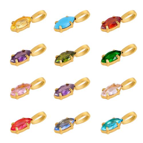Stainless Steel Pendants, 304 Stainless Steel, gold color plated, DIY & micro pave cubic zirconia, more colors for choice, Sold By PC