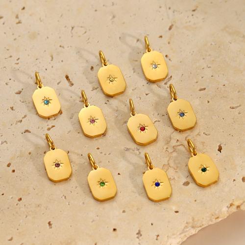 Stainless Steel Pendants, 304 Stainless Steel, gold color plated, DIY & with rhinestone, more colors for choice, Sold By PC