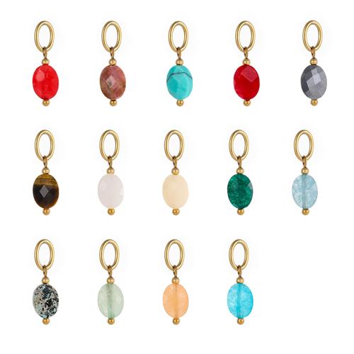 Stainless Steel Pendants, 304 Stainless Steel, with Gemstone, gold color plated, DIY, more colors for choice, Sold By PC