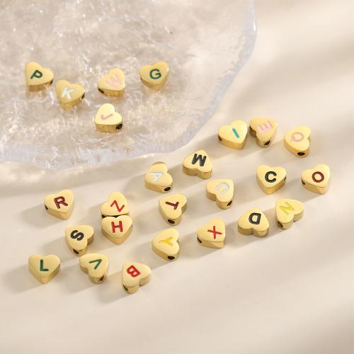 Edelstahl-Beads, 304 Edelstahl, Herz, goldfarben plattiert, DIY & Emaille, keine, verkauft von PC