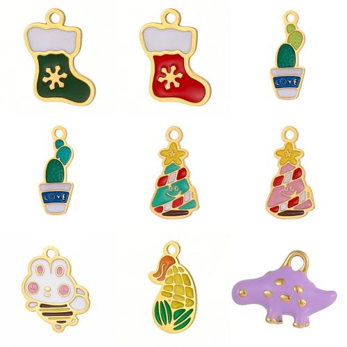 Stainless Steel Pendants, 304 Stainless Steel, gold color plated, DIY & enamel, more colors for choice, Sold By PC