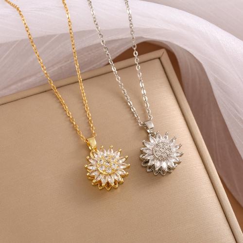 Collier de bijoux en acier inoxydable, Acier inoxydable 304, Placage, rotatif & pour femme & avec strass, plus de couleurs à choisir, Vendu par PC