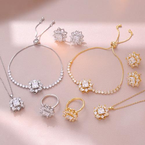 Brass Jewelry Set, plated, rotatable & different styles for choice & micro pave cubic zirconia & for woman, more colors for choice, Sold By PC