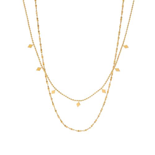 Collier de bijoux en acier inoxydable, Acier inoxydable 304, Plaqué or 18K, Double couche & bijoux de mode & pour femme, Vendu par PC