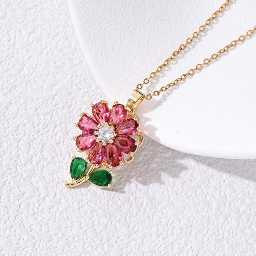 Brass Necklace, plated, rotatable & different styles for choice & micro pave cubic zirconia & for woman, golden, Length:Approx 41-50 cm, Sold By PC