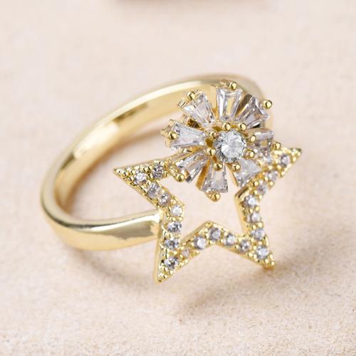 Messing Manschette Fingerring, plattiert, drehbare & verschiedene Stile für Wahl & für Frau & mit Strass, Größe:7, verkauft von PC
