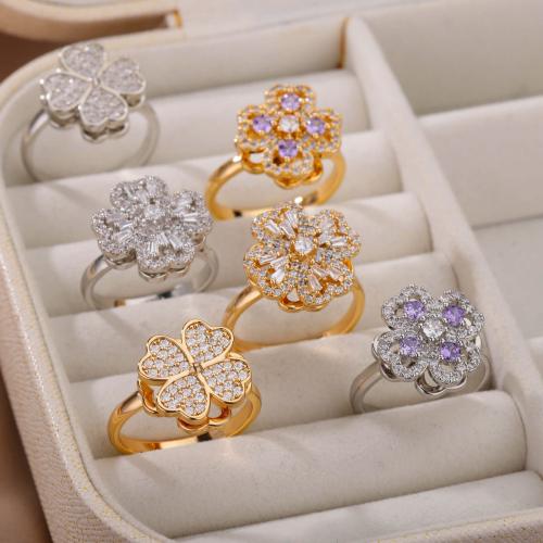Brass Cuff Finger Ring, plated, rotatable & different styles for choice & micro pave cubic zirconia & for woman, more colors for choice, US Ring Size:8, Sold By PC
