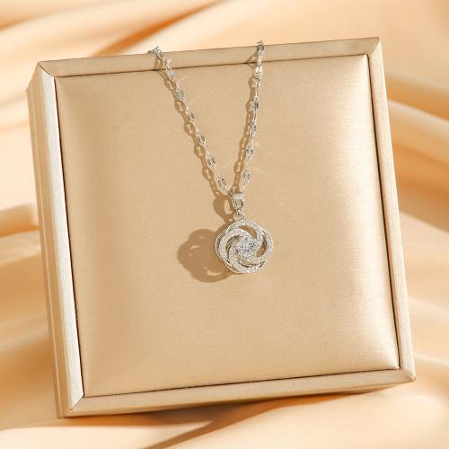 Collier de bijoux en acier inoxydable, Acier inoxydable 304, Placage, rotatif & pavé de micro zircon & pour femme & creux, plus de couleurs à choisir, Longueur:Environ 41-50 cm, Vendu par PC