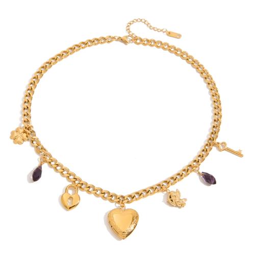 304 Stainless Steel Jewelry Set, with Glass, plated, fashion jewelry & different styles for choice & for woman, golden, Sold By PC