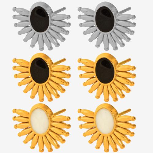 Stainless Steel Stud Earrings, 304 Stainless Steel, plated, fashion jewelry & for woman & enamel, more colors for choice, Sold By Pair