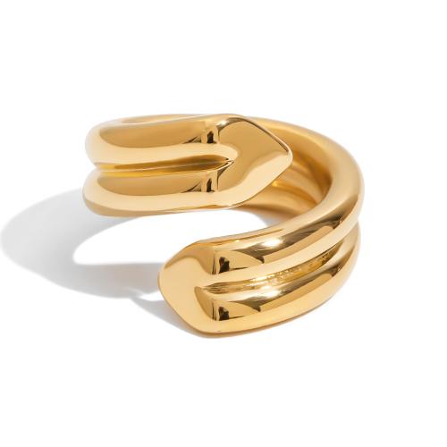Stainless Steel Finger Ring, 304 Stainless Steel, plated, Double Layer & different size for choice & for woman, golden, Sold By PC