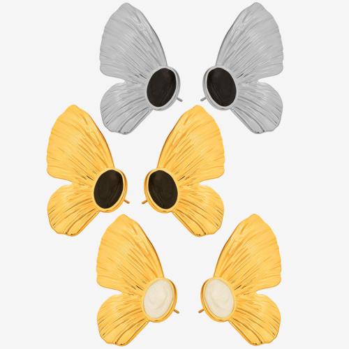 Edelstahl Ohrringe, 304 Edelstahl, Schmetterling, plattiert, Modeschmuck & für Frau & Emaille, keine, verkauft von Paar
