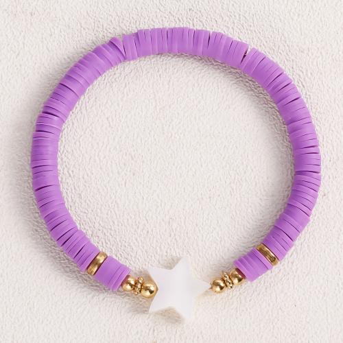 laiton bracelet, avec argile de polymère, Placage, bijoux de mode & pour femme, plus de couleurs à choisir, Longueur:Environ 18 cm, Vendu par PC