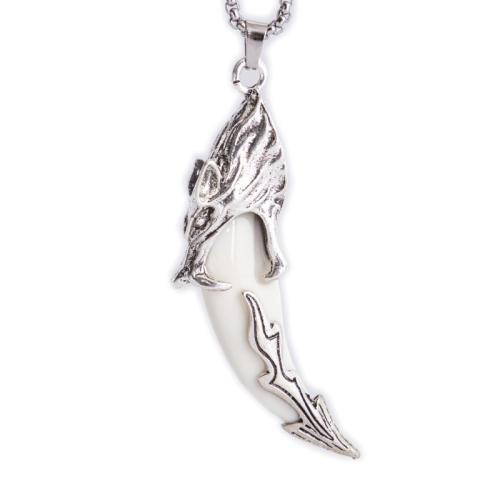 Titanium Steel Necklace, with Resin & Tibetan Style, plated, fashion jewelry & for man, Sold By PC