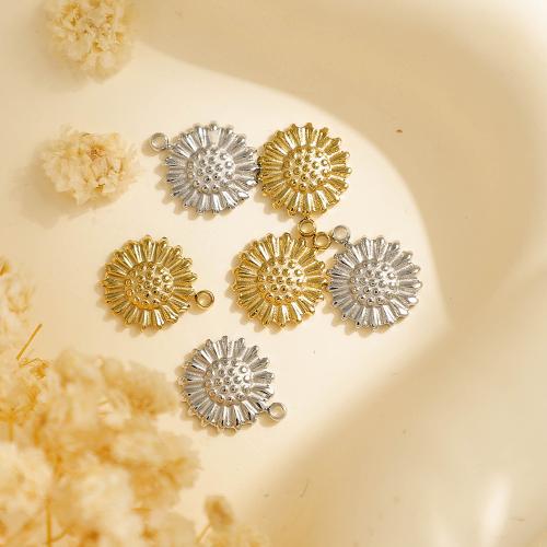 304 Stainless Steel Pendant, Sunflower, plated, DIY, more colors for choice, 10PCs/Bag, Sold By Bag
