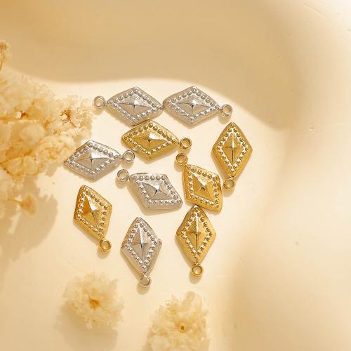 304 Stainless Steel Pendant, Rhombus, plated, DIY, more colors for choice, 10PCs/Bag, Sold By Bag