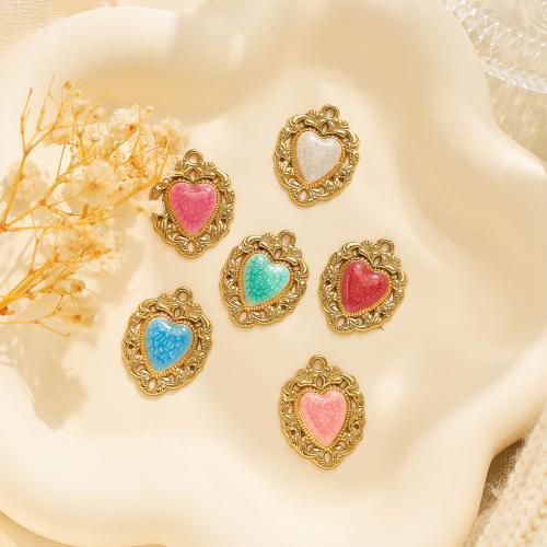 304 Stainless Steel Pendant, Heart, plated, DIY & enamel, more colors for choice, 10PCs/Bag, Sold By Bag