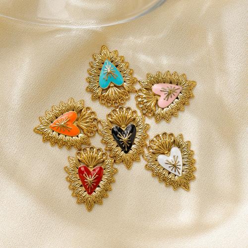 304 Stainless Steel Pendant, Heart, gold color plated, DIY & enamel, more colors for choice, 10PCs/Bag, Sold By Bag