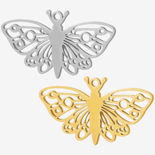 Stainless Steel Animal Pendants, 304 Stainless Steel, Butterfly, plated, DIY, more colors for choice, 10PCs/Bag, Sold By Bag