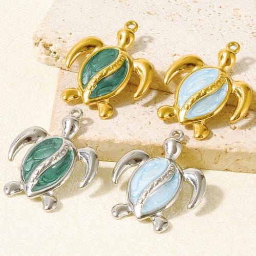 Stainless Steel Animal Pendants, 304 Stainless Steel, Turtle, plated, DIY & enamel, more colors for choice, Sold By Bag