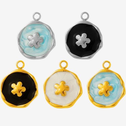 Stainless Steel Pendants, 304 Stainless Steel, Round, plated, DIY & enamel, more colors for choice, 10PCs/Bag, Sold By Bag