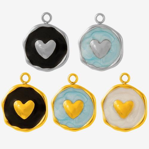 Stainless Steel Heart Pendants, 304 Stainless Steel, plated, DIY & enamel, more colors for choice, 10PCs/Bag, Sold By Bag