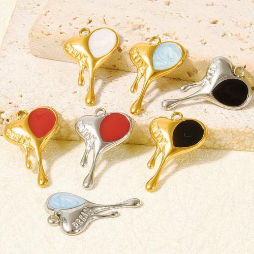 Stainless Steel Heart Pendants, 304 Stainless Steel, plated, DIY & enamel, more colors for choice, 10PCs/Bag, Sold By Bag