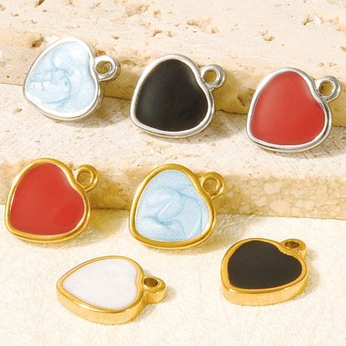 Stainless Steel Heart Pendants, 304 Stainless Steel, plated, DIY & enamel, more colors for choice, 10PCs/Bag, Sold By Bag