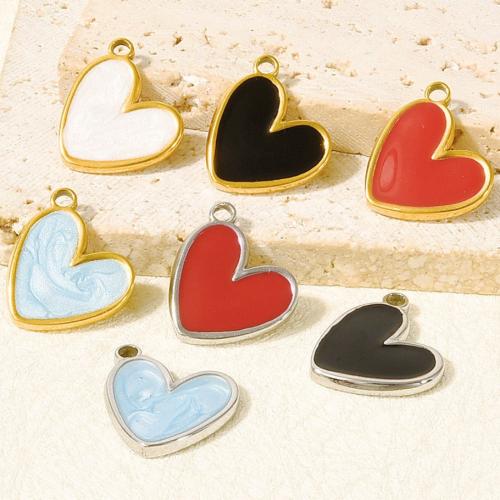 Stainless Steel Heart Pendants, 304 Stainless Steel, plated, DIY & enamel, more colors for choice, 10PCs/Bag, Sold By Bag