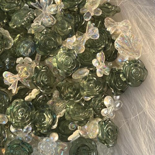 Harz Schmuckperlen, gemischtes Muster & DIY & verschiedene Größen vorhanden, grün, beads length 20-40mm, verkauft von PC