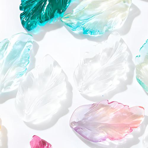 Fashion Lampwork Pendants, Leaf, DIY, Random Color, 16x27mm, Sold By PC