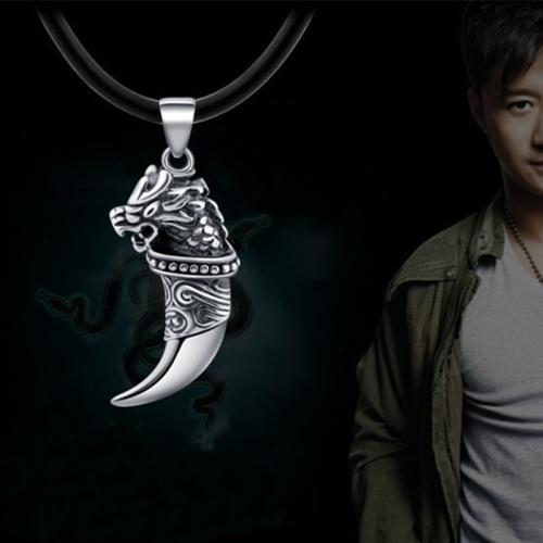 Tibetan Style Necklace, with leather cord, Wolf Tooth, plated, vintage & for man, Length:Approx 19.5-31.5 Inch, Sold By PC
