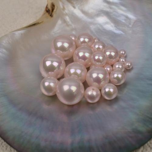 Glass Pearl Beads, Round, gold color plated, DIY & half-drilled, pink, 10x10mm, 20PCs/Lot, Sold By Lot