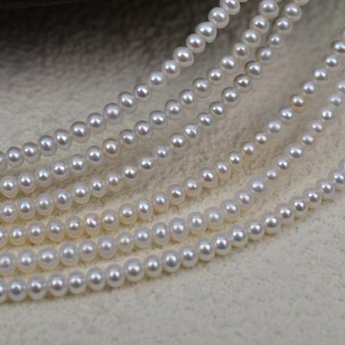 Freshwater Pearl Beads, Flat Round, plated, DIY, white, 2x3.50mm, Sold By Strand