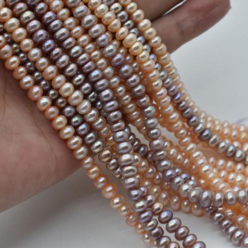 Freshwater Pearl Beads, Flat Round, plated, DIY, more colors for choice, 5x6mm, Sold By Strand
