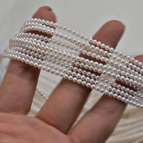 Freshwater Pearl Beads, Round, plated, DIY, white, 3x5mm, Sold By Strand