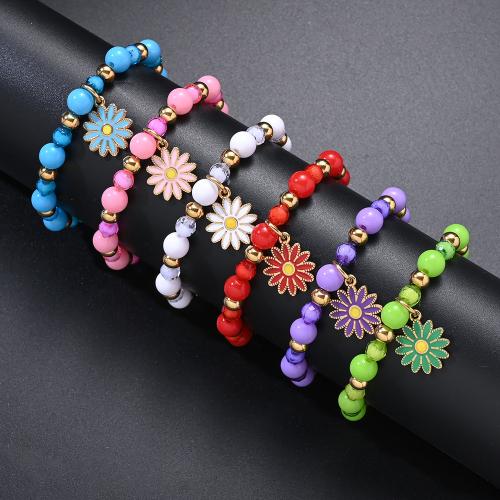 Titanium Steel Bracelet, with Glass Beads & 304 Stainless Steel, gold color plated, fashion jewelry & enamel, more colors for choice, Sold By PC