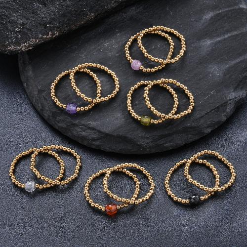 304 Stainless Steel Finger Ring, gold color plated, fashion jewelry & micro pave cubic zirconia, more colors for choice, Sold By PC