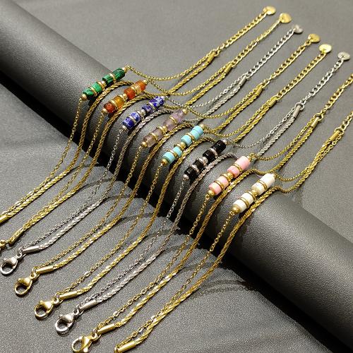 Stainless Steel Jewelry Bracelet, 304 Stainless Steel, with Seedbead & Titanium Steel, gold color plated, fashion jewelry, more colors for choice, Sold By PC