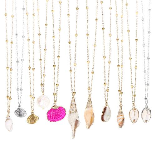 Stainless Steel Jewelry Necklace, 304 Stainless Steel, with Mixed Material, gold color plated, fashion jewelry, more colors for choice, 270x50x10mm, Sold By PC