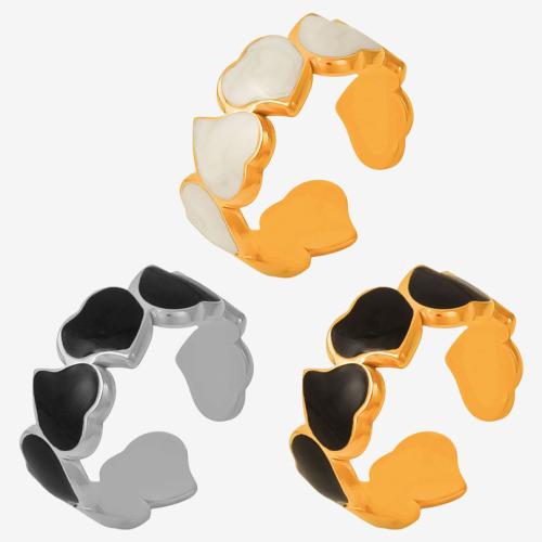 304 Edelstahl Manschette Fingerring, plattiert, Modeschmuck & unisex & Emaille, keine, verkauft von PC