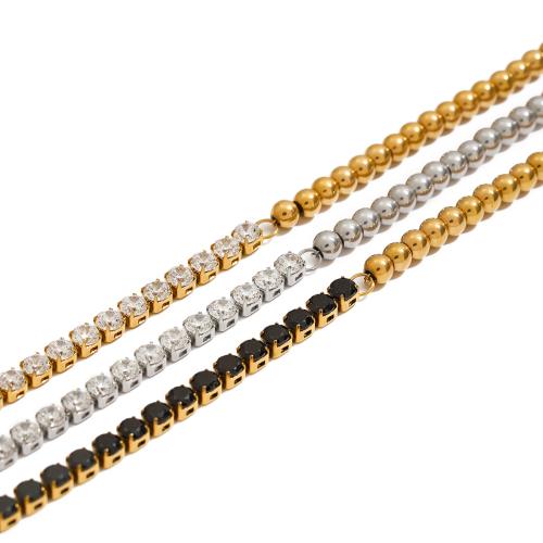 Bijoux bracelet en acier inoxydable, Acier inoxydable 304, avec zircon cubique, Placage, bijoux de mode & pour femme, plus de couleurs à choisir, Vendu par PC