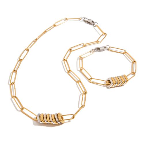 Parures de bijoux en acier inoxydable, Acier inoxydable 304, Placage, styles différents pour le choix & pour femme & deux tons, Vendu par PC