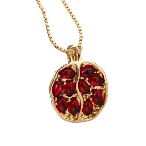 Tibetan Style Jewelry Necklace, with Garnet, plated, fashion jewelry & for woman, golden, Length:45 cm, Sold By PC
