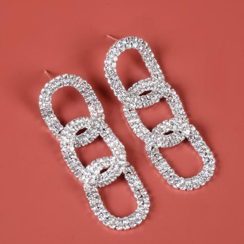 Brass Drop Earring, plated, for woman & with rhinestone & hollow, more colors for choice, Sold By Pair