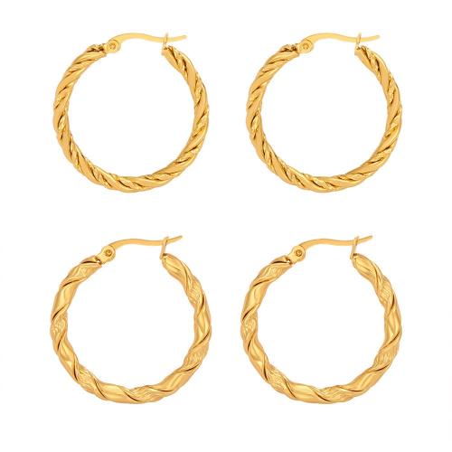 Titanium Steel  Earring, plated, fashion jewelry & for woman, golden, Sold By PC