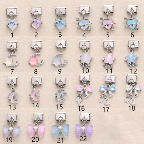 Stainless Steel Bracelet Finding, 304 Stainless Steel, with Resin, plated, DIY & with rhinestone, Bracelet accessory size: 10*9cm, pendant diameter approximately: 15cm, Sold By PC